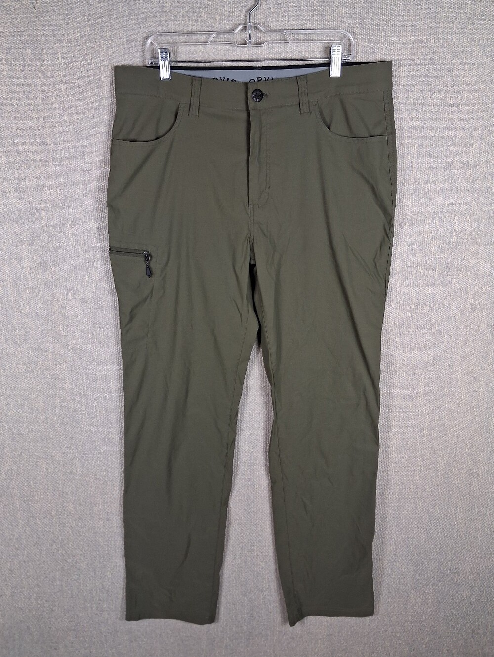 Orvis Trek Pants Mens Size 36x34 Olive Green Stretch Hiking Travel Utility Cargo